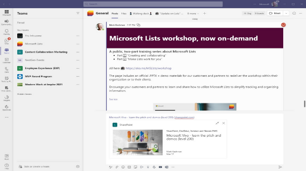 Rich previews for SharePoint pages and news article in Microsoft teams