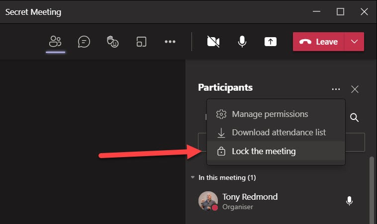 Lock a meeting from addtional joins