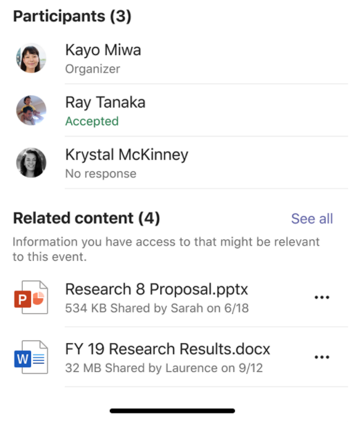 Related Content for Teams Meetings for mobile