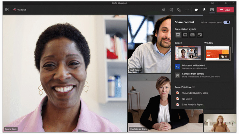 Content from camera in Microsoft Teams